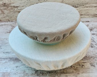 Bowl covers-linen bread proofing cover-sourdough starter cover-dough rising cover-single layer linen bowl cover