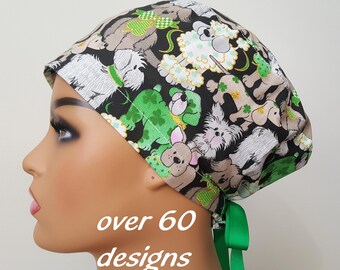 Gorro quirúrgico de algodón: forro de satén, botones opcionales - Fabricado en EE. UU.