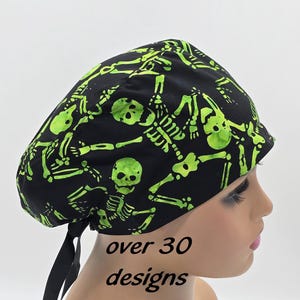 Halloween Scrub Cap: Cotton Surgical Hat with Satin Lining Option