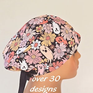 Halloween Scrub Cap: Skulls, Witches, Pumpkins - Euro Style Cotton Surgical Hat