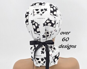 Gorro quirúrgico para hombre y mujer: gorro quirúrgico con cola de caballo y forro de satén.