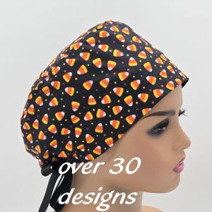 Halloween Cotton Scrub Cap: Nurse Doctor Surgical Hat, Satin Lining Option