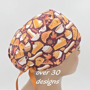 Scrub cap Halloween for woman and man-satin scrub cap-fall surgical hat-skulls-skeletons-witches-ghosts-pumpkins