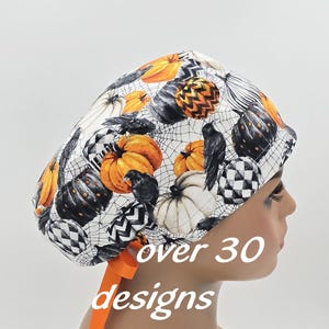 Halloween Scrub Cap: Euro Style Cotton Surgical Hat with Satin Lining Option