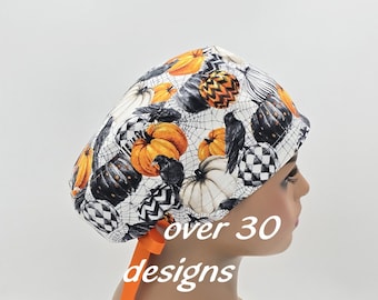 Halloween Scrub Cap: Euro Style Cotton Surgical Hat with Satin Lining Option