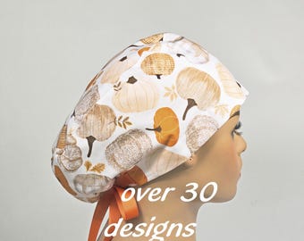 Halloween Scrub Cap: Skulls, Witches, Ghosts - Cotton Euro Style