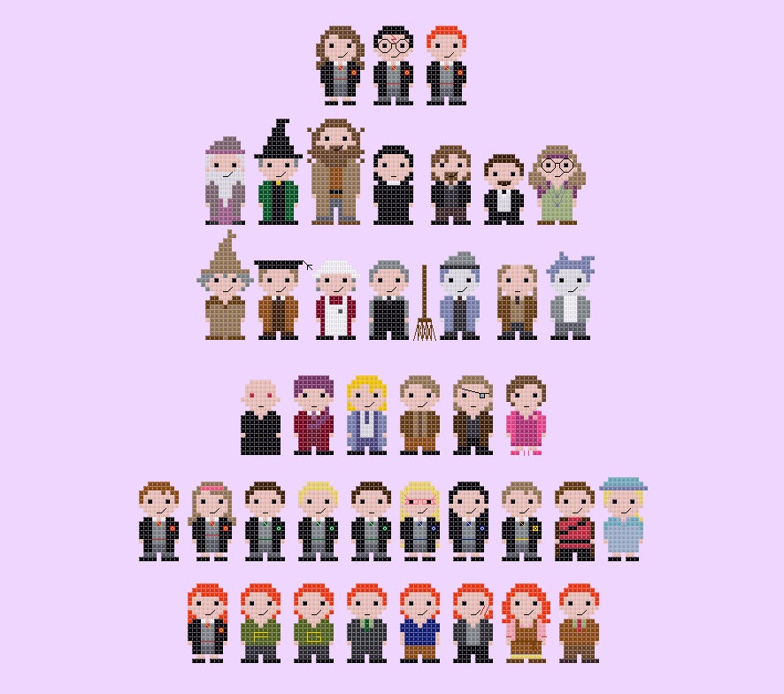 Harry Potter Mini People Pdf Cross Stitch Pattern Instant Etsy