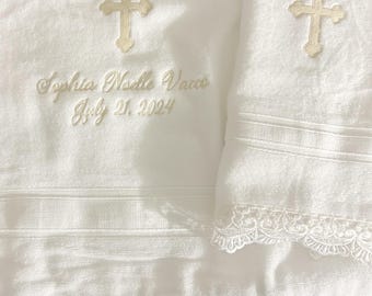 Bath/Hand Towel Set With Lace Edges. Available In Any Color!