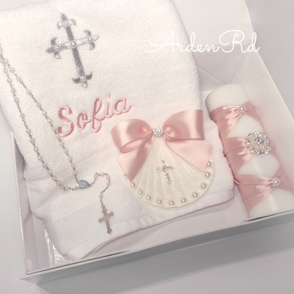 Baptism Candle Set Catholic With Box Etsy