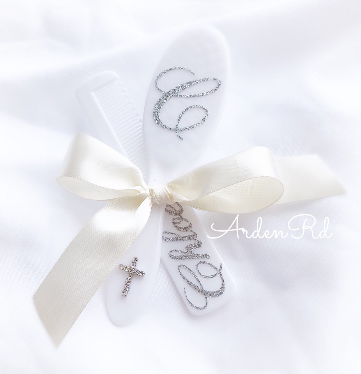 Custom Children’s Hairbrush And Comb Set With Crystal Cross. Can Be Made In Many Colors!