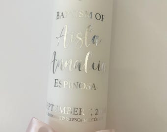 Large Personalized Candle With Pearl Detail