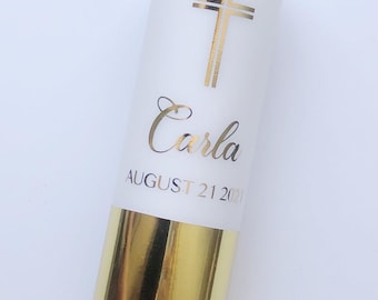 Personalized Metallic Design Pillar Candle