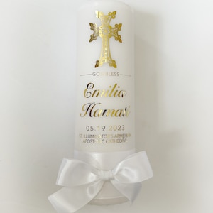 Personalized Armenian Cross Baptism Candle