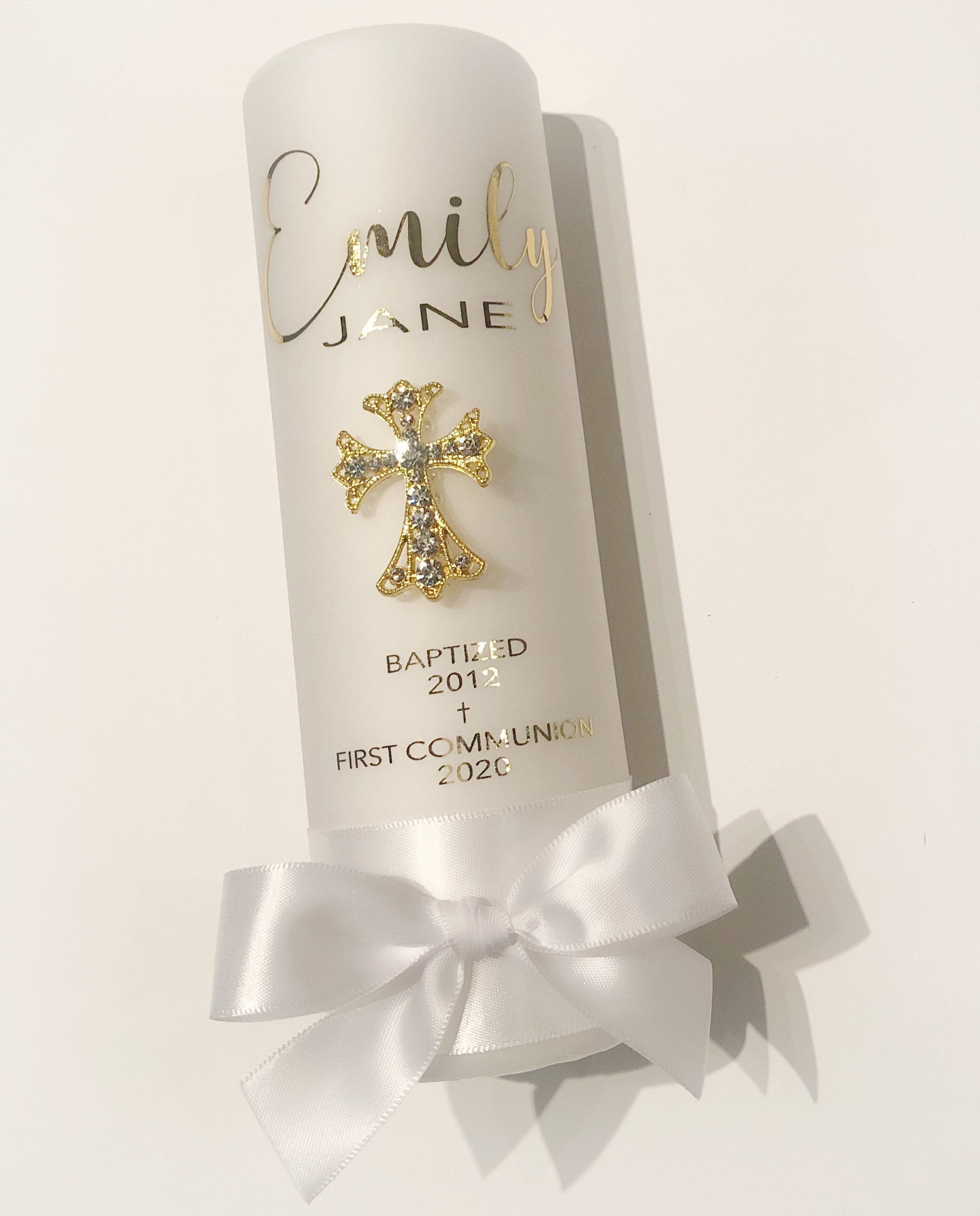 Holy Communion Wax Taper Candle – 10 Inch With Chalice & Host Design