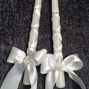 One 12&quot; Baptism Candle/Christening Candle/Ribbon Candle/Crystal Candle/Orthodox Baptism Wedding/Wedding Candle/Boys Baptism/Girls Baptism