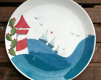 Placa de cerámica pintada a mano