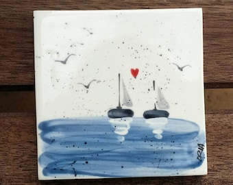 Azulejo de cerámica pintado a mano