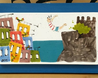 Leyenda siciliana azulejo de cerámica de Colapesce