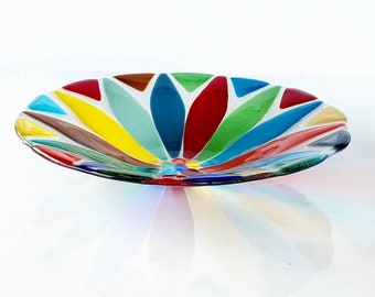 Glass art floral bowl, Kitchen table glass bowl, Modern art glass bowl, Fruit glass bowl, Glass bowl fine art, Decorative glass bowl