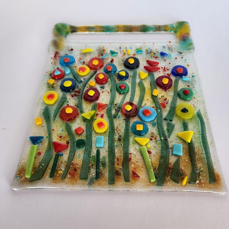Fused glass Suncatcher Floral wall art, Entryway wall decor, Gift for mom, Housewarming gift, Spring Home wall decor, afbeelding 10