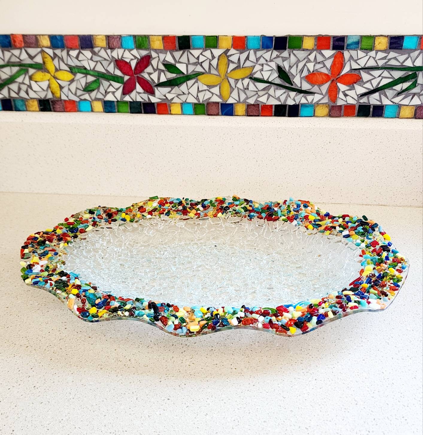 Fused Glass Wavy Bowl, Glass Bowl Table Decor ,fused Glass Art