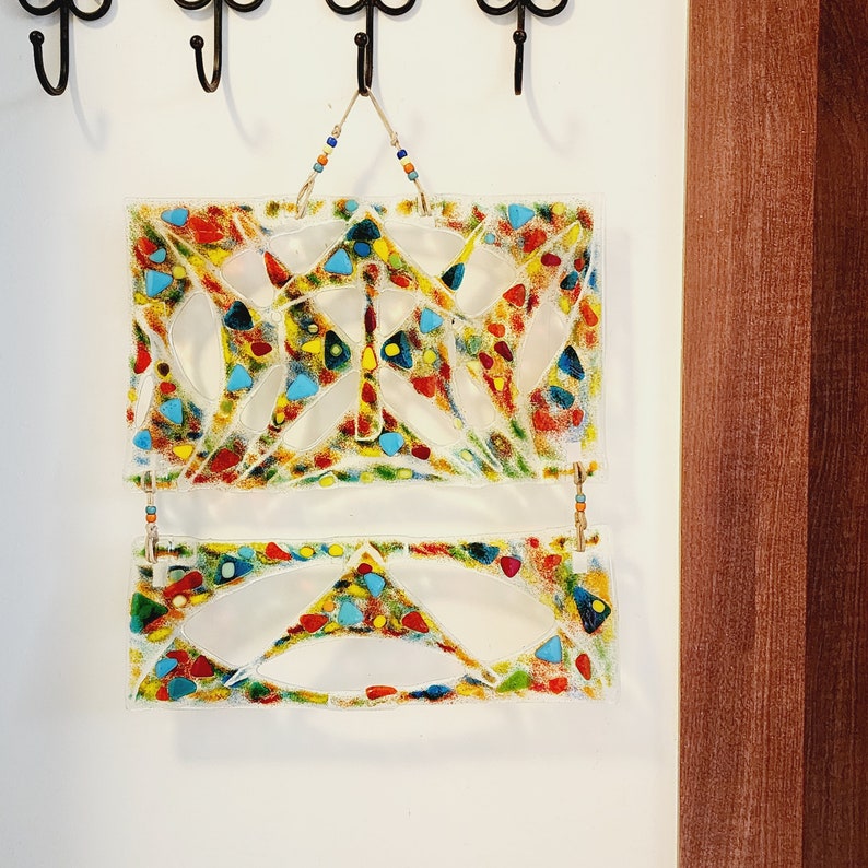 Fused Glass Wall Art ,entryway Wall Art Decoration, Colorful Glass Art Home Decor , Original