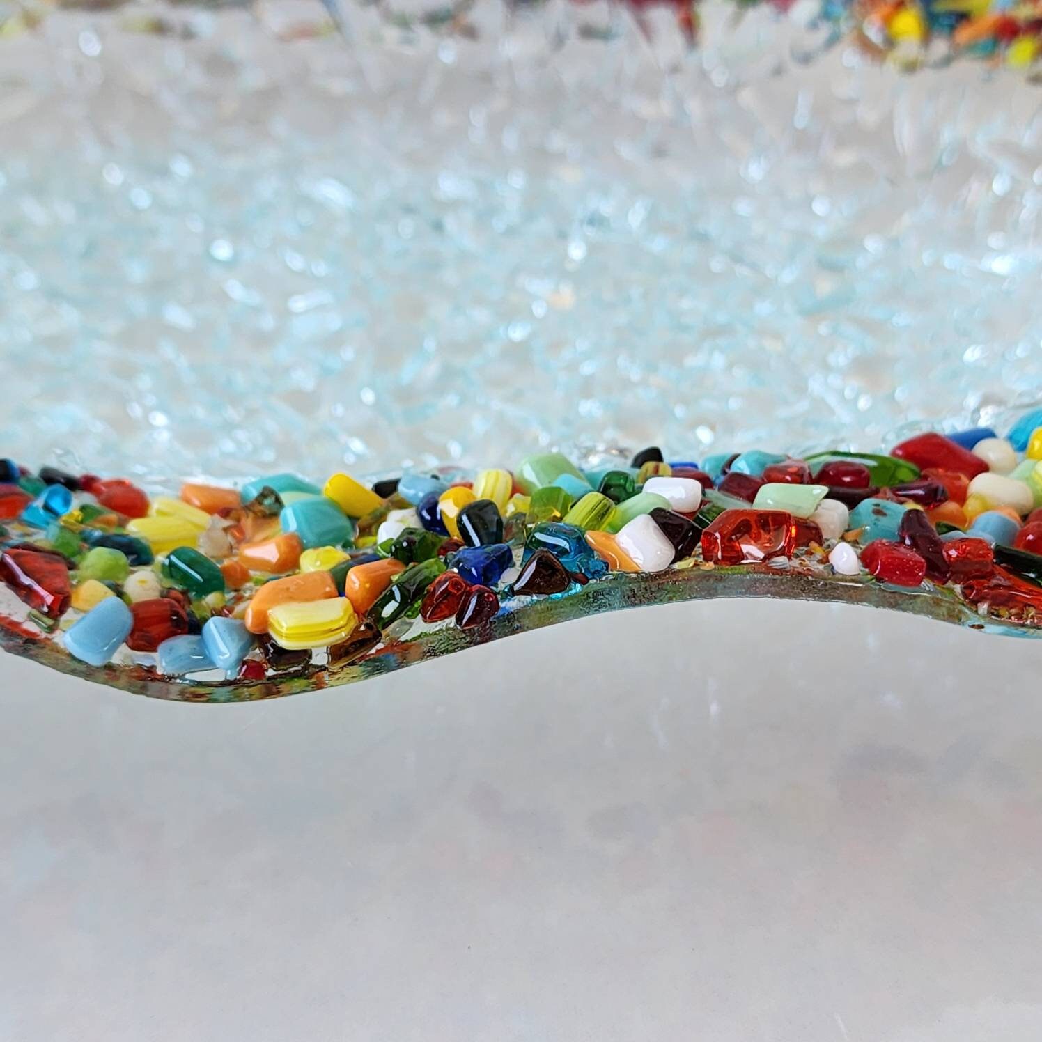 Fused Glass Wavy Bowl, Glass Bowl Table Decor ,fused Glass Art
