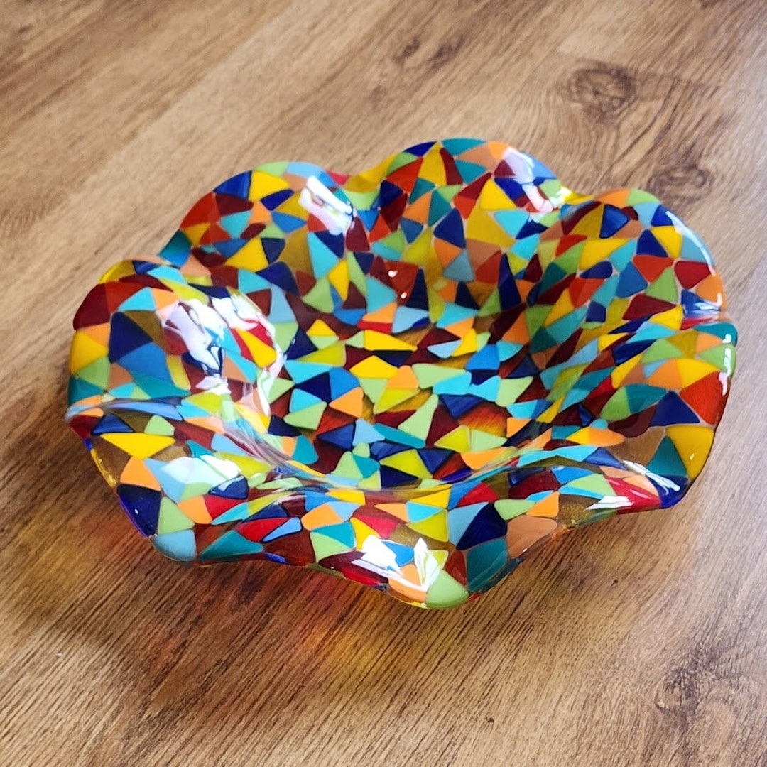 Fused Glass Rainbow Centerpiece Fused Glass Table Art Table Art Glass