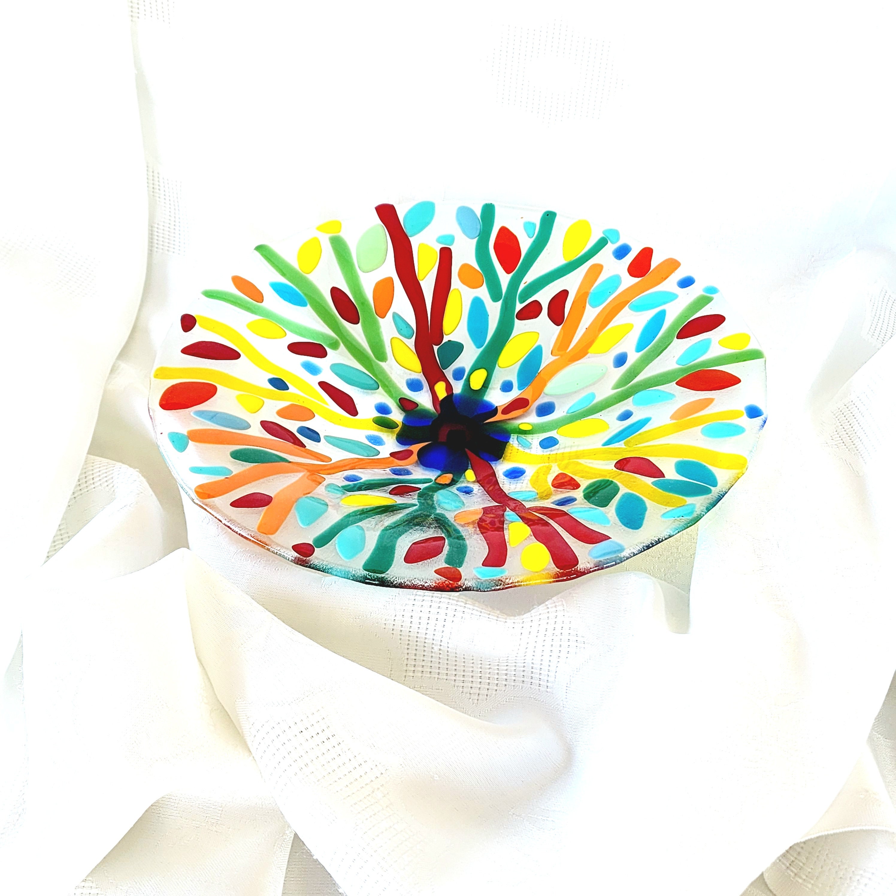 Fruit Glass Bowl, Round Fused Glass Bowl, Coffee Table Decor, Home