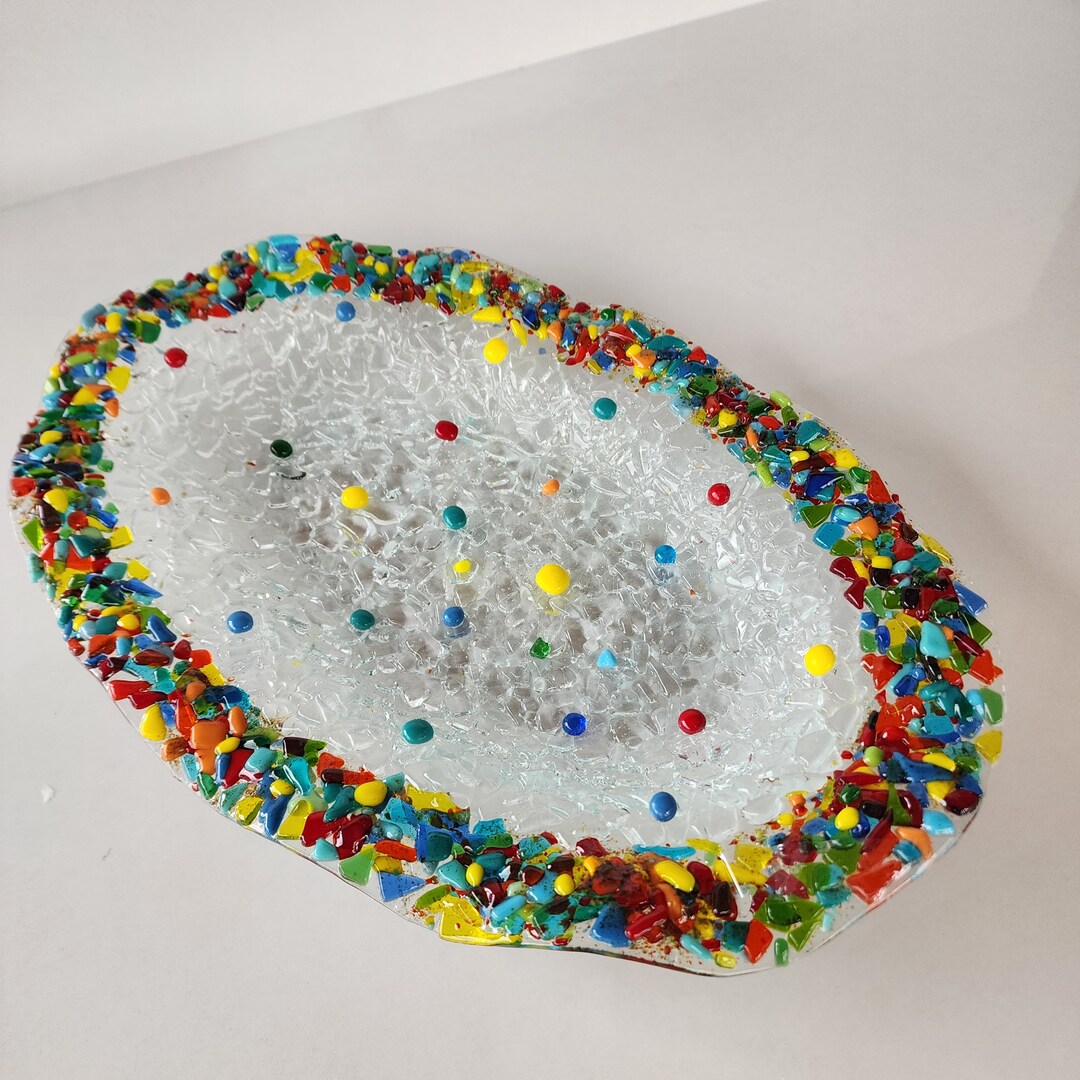 Fused Glass Wavy Bowl, Glass Bowl Table Decor ,fused Glass Art