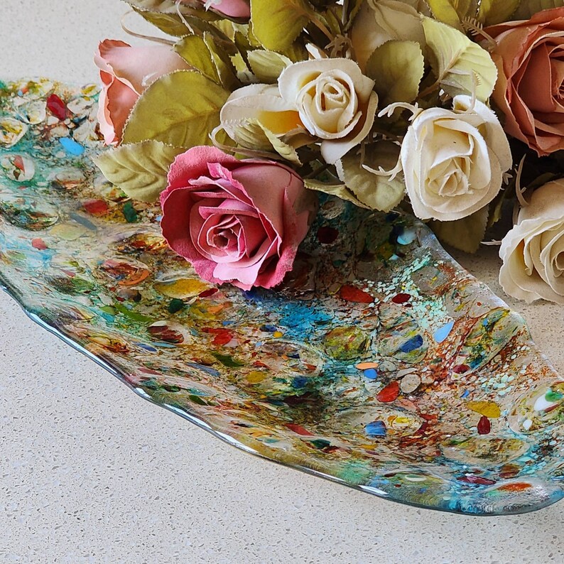 Large Glass Serving Platter Oval Glass Platter Wedding Etsy