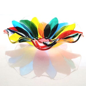 Fused glass floral Small bowl, Handcrafted Decorative  Bowl, Unique Home Decor, Small gifts ,Gift for her, Kitchen decor