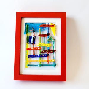 Framed modern abstract glass wall decor, Fused glass wall art, Entryway wall art, Contemporary glass art, Gift idea,