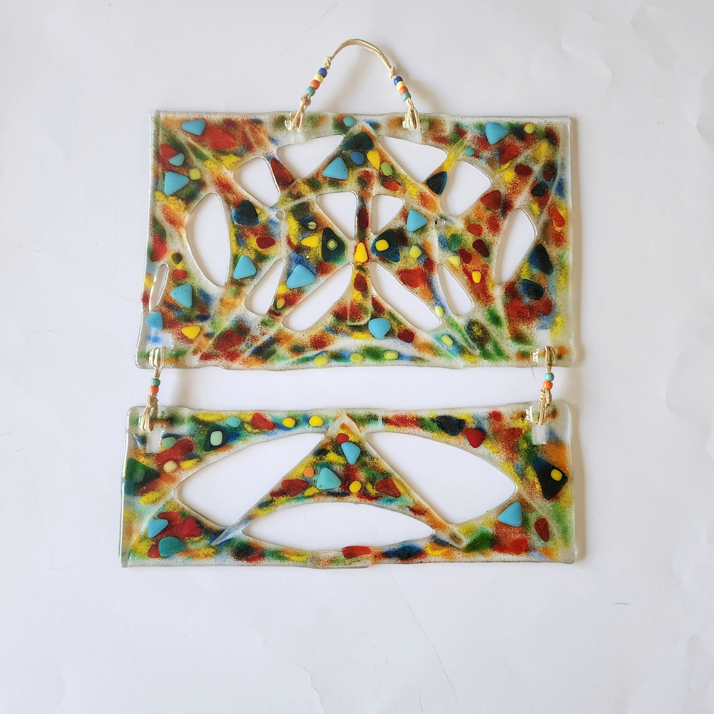 Fused Glass Wall Art ,entryway Wall Art Decoration, Colorful Glass Art Home Decor , Original