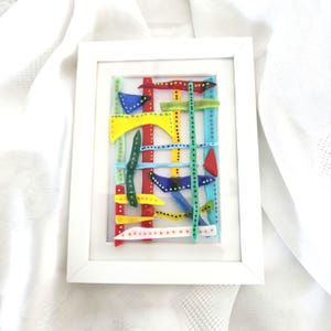 Glass wall art, Framed modern abstract glass wall decor,  Entryway wall art, Contemporary glass art, Unique home wall decor, Gift idea