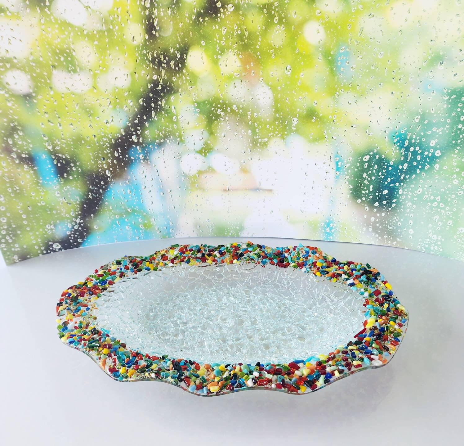 Fused Glass Wavy Bowl, Glass Bowl Table Decor ,fused Glass Art