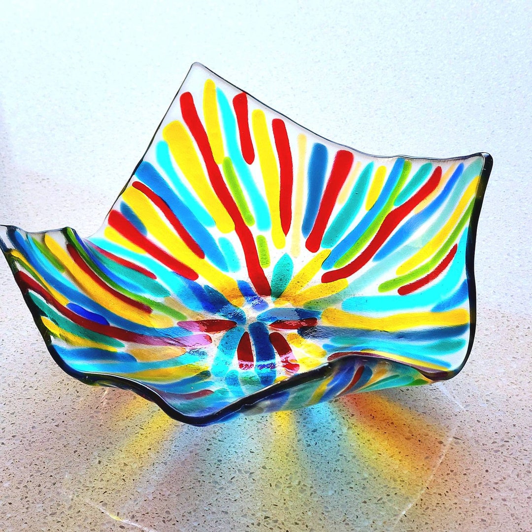 Fused Glass Art Bowl, Small Fused Glass Dish , Fused Glass Gift Idea