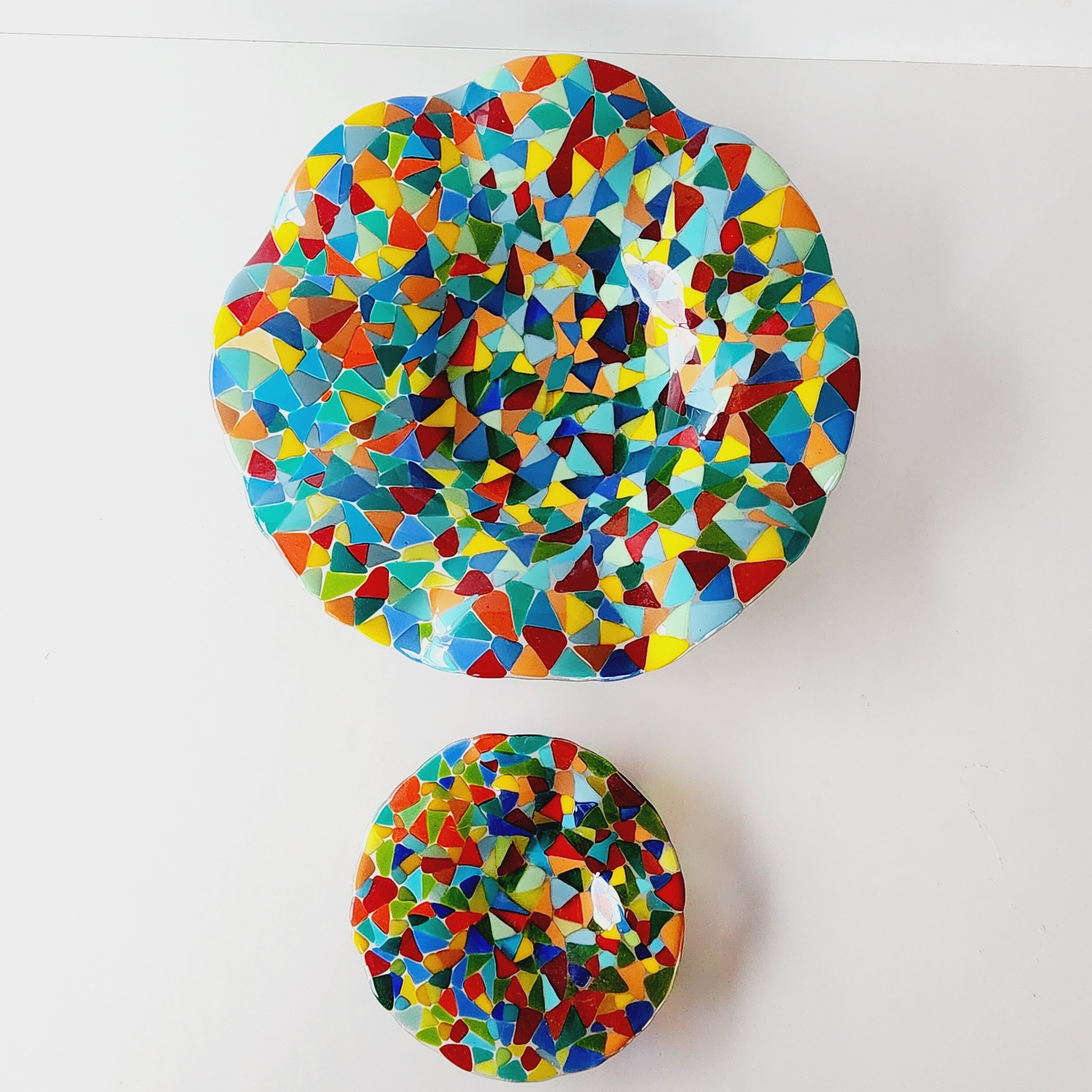 Glass Centerpiece for Dining Table, Rainbow Glass Bowl, Coffee Table