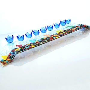 Hanukkah glass menorah, Jewish gift, made in Israel, Colorful Hanukkah menorah, Bat mitzvah gift, Modern Menorah, Jewish wedding gift