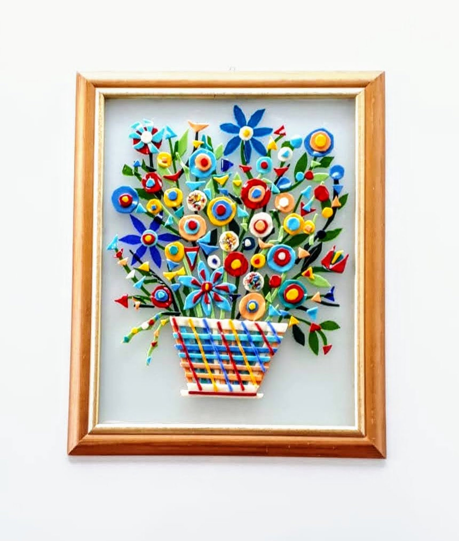 Large Fused Glass Framed Wall Art Decorative Wall Art Glass Etsy