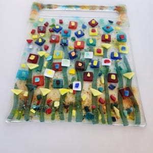 Fused glass Suncatcher Floral wall art, Entryway wall decor, Gift for mom, Housewarming gift, Spring Home wall decor, afbeelding 9