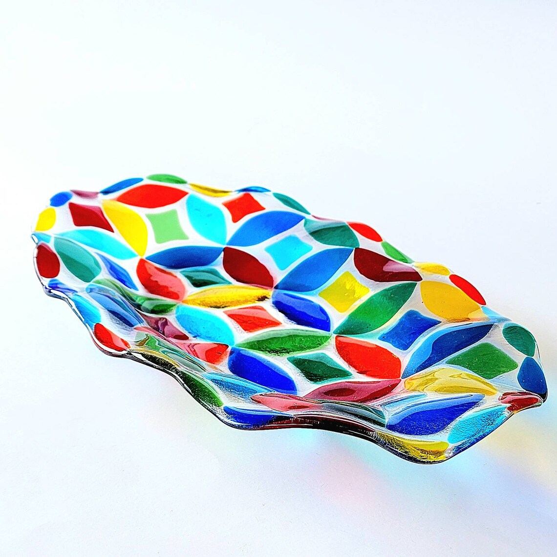 Rainbow Glass Bowl Glass Centerpiece for Dining Table Etsy