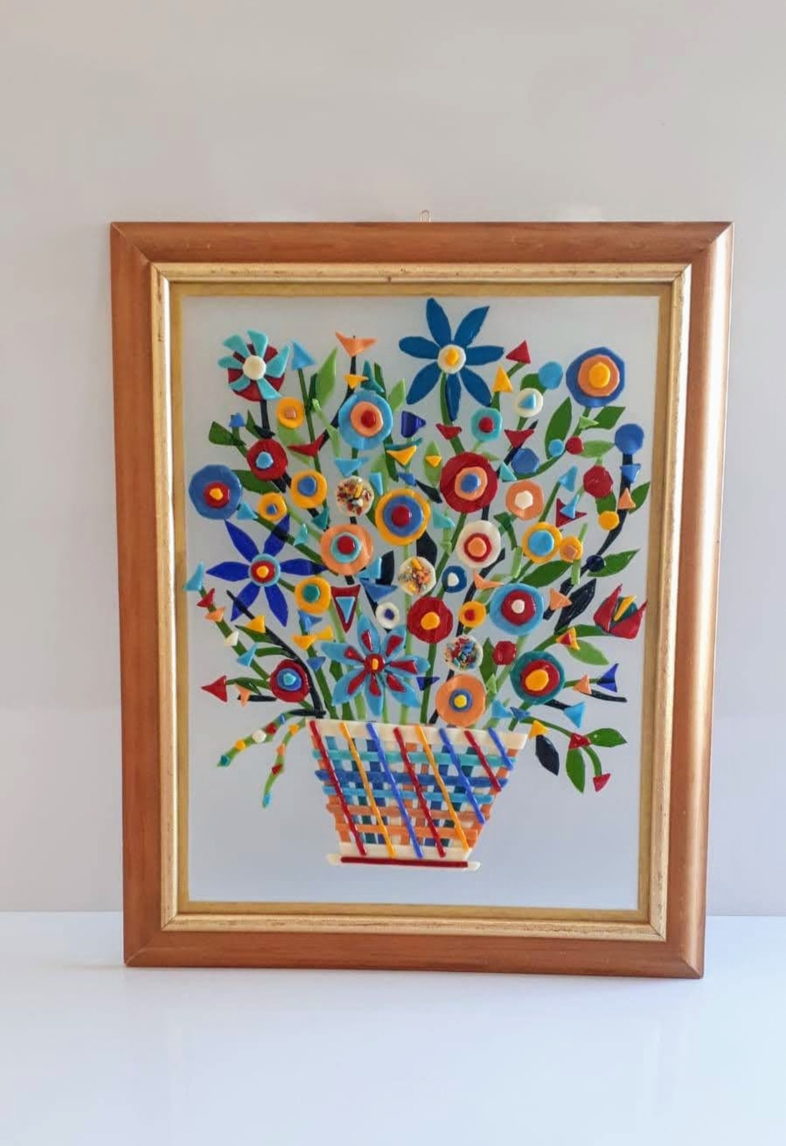 Large Fused Glass Framed Wall Art Decorative Wall Art Glass Etsy