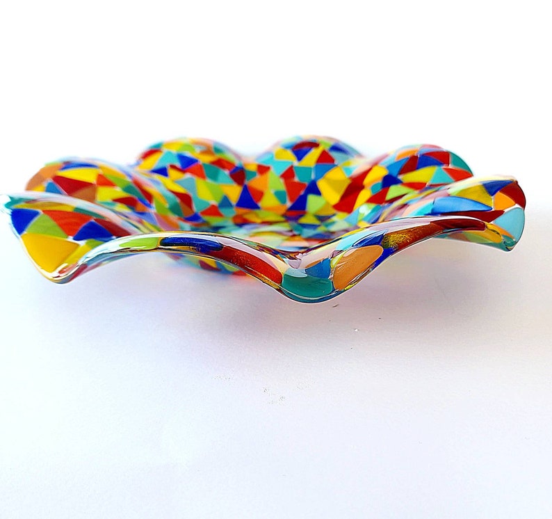 Fused Glass Rainbow Centerpiece Fused Glass Table Art Table Art Glass