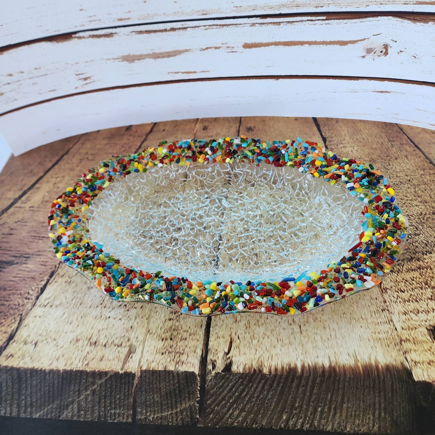 Fused Glass Wavy Bowl, Glass Bowl Table Decor ,fused Glass Art