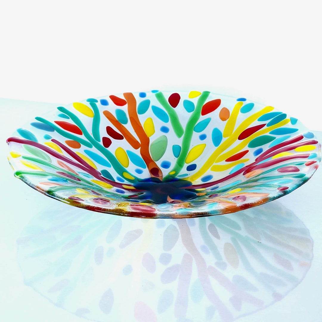 Fruit Glass Bowl Round Fused Glass Bowl Coffee Table Decor Etsy