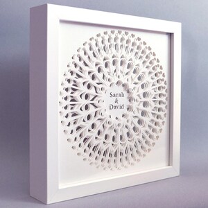 MANDALA DIVINE 25cm/10 3 layers of lace like cut white paper, double sided glass shadowbox image 4