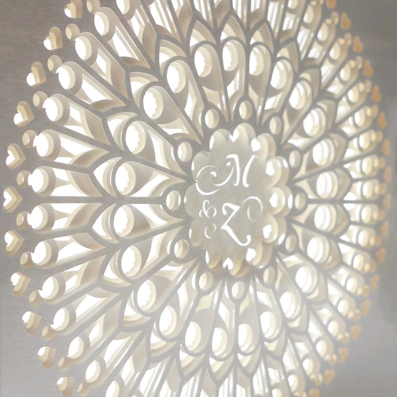 MANDALA DIVINE 25cm/10 3 layers of lace like cut white paper, double sided glass shadowbox image 5