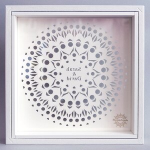 MANDALA DIVINE 25cm/10 3 layers of lace like cut white paper, double sided glass shadowbox image 7