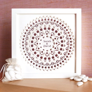 MANDALA DIVINE 25cm/10 3 layers of lace like cut white paper, double sided glass shadowbox image 3